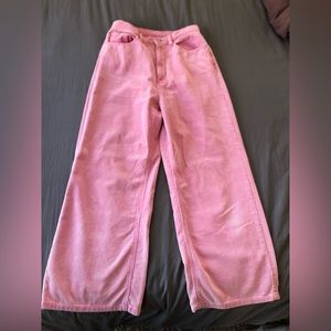 Pink Corduroy Wide-leg Pants